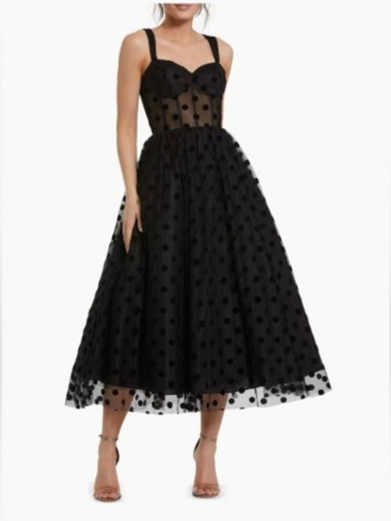 Mac Duggal Dresses & Skirts - Ieena for Mac Duggal Polka Dot Tulle A-Line Midi Dress Black 4